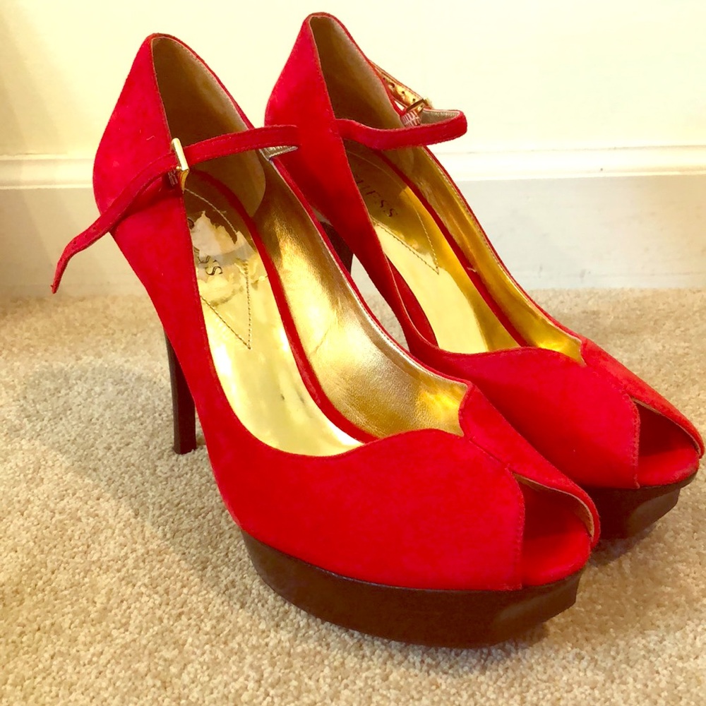 Guess HOT red stiletto platform heels